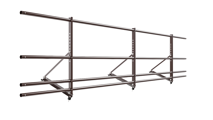 Ограждение кровельное NewLine H-60см, 3м, коричневый шоколад (RAL 8017), с двумя доп. трубами