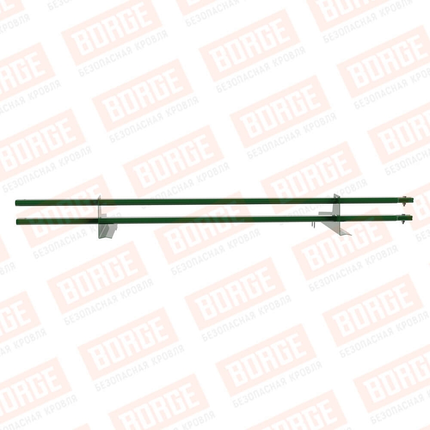 Снегозадержатель трубчатый BORGE 1,5м, 2 опоры, для черепичной кровли, лиственно-зеленый (RAL 6002)