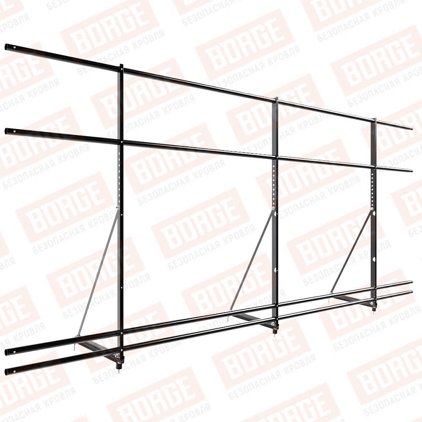 Ограждение декоративное NewLine H-120см, 3м, чёрный (RAL 9005), с двумя доп. трубами