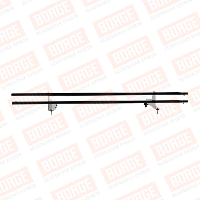 Снегозадержатель трубчатый Русский Рубеж 1,5м, 2 опоры, для МЧ с выс. ступ., чёрный (RAL 9005), 400мм