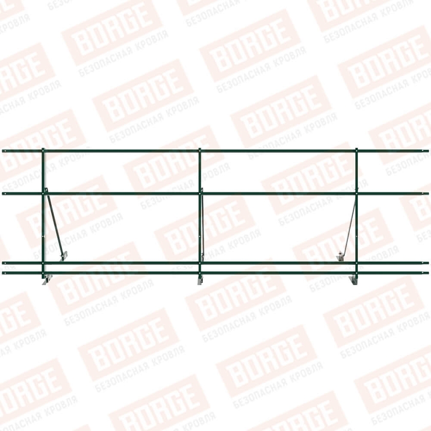Ограждение декоративное NewLine H-90см, 3м, для фальц. кров., зеленый мох (RAL 6005), с двумя доп. трубами