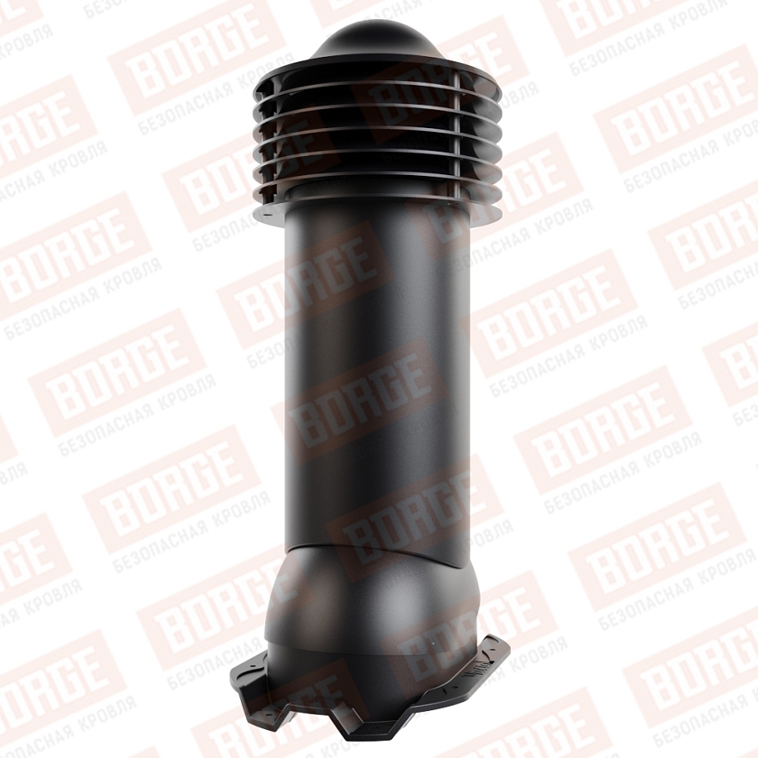 Труба вентиляционная Viotto, для профнастила С21, d-125мм, утепленная, чёрный (RAL 9005)