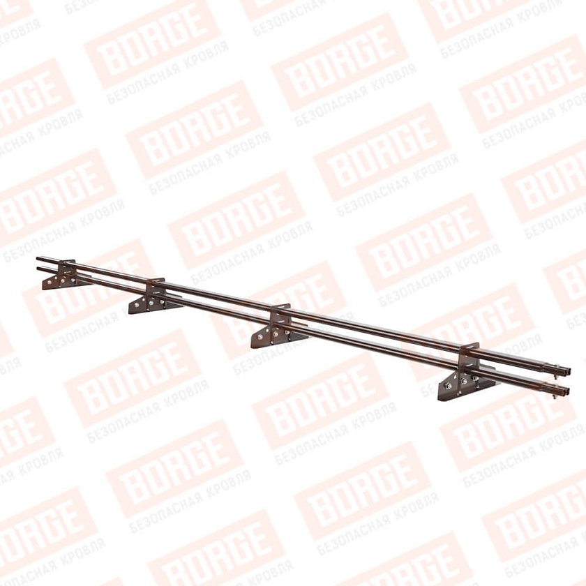 Снегозадержатель трубчатый BORGE 3м, 4 опоры, для фальцевой кровли, коричневый шоколад (RAL 8017 matt)