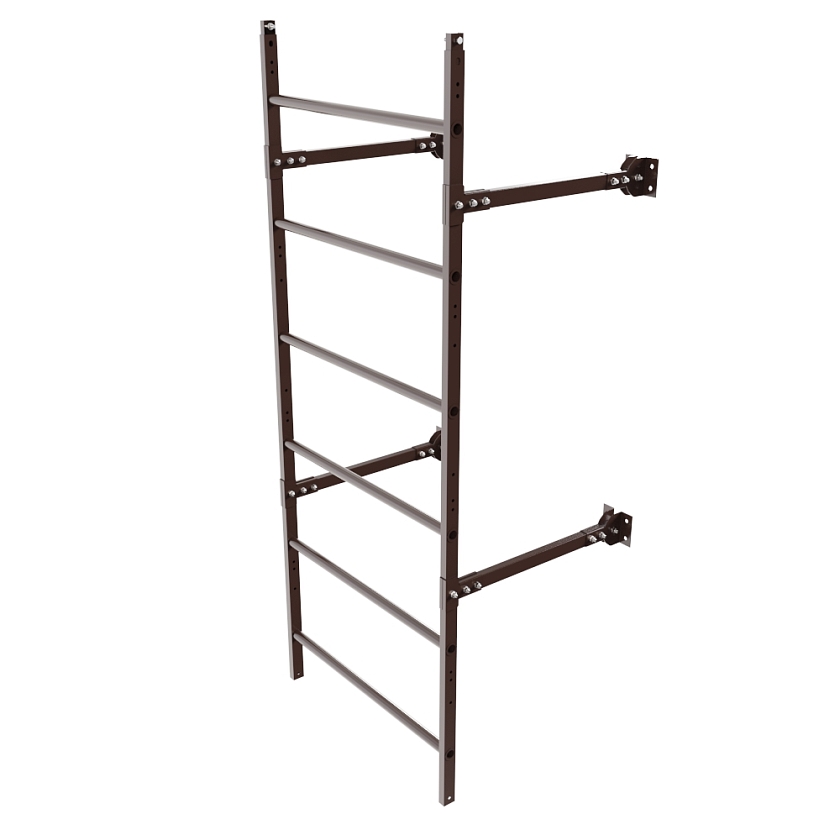 Лестница пожарная П1-1 BORGE, Н-2м, W-0.8м, оцинк., коричневый шоколад (RAL 8017)