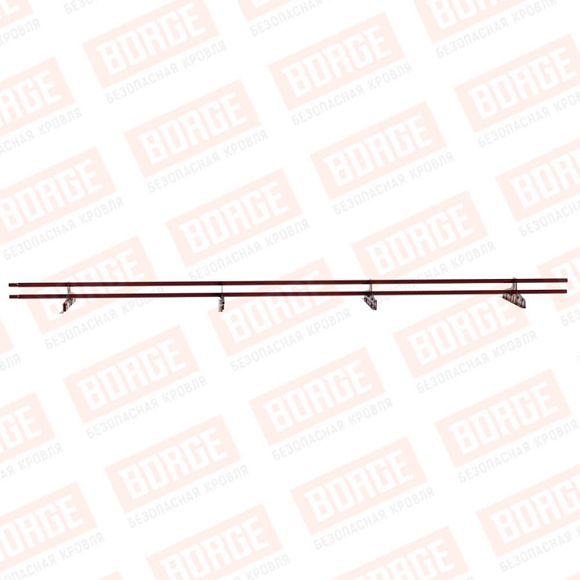 Снегозадержатель трубчатый Русский Рубеж D-25мм, 3м, 4 опоры, для фальц. кровли, красное вино (RAL 3005)