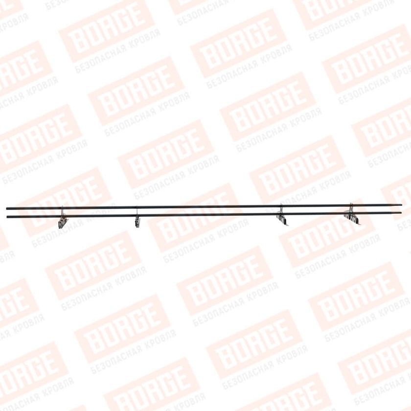 Снегозадержатель трубчатый Русский Рубеж 20х40мм, 3м, 4 опоры, для фальц. кровли, антрацитово-серый (RAL 7016)