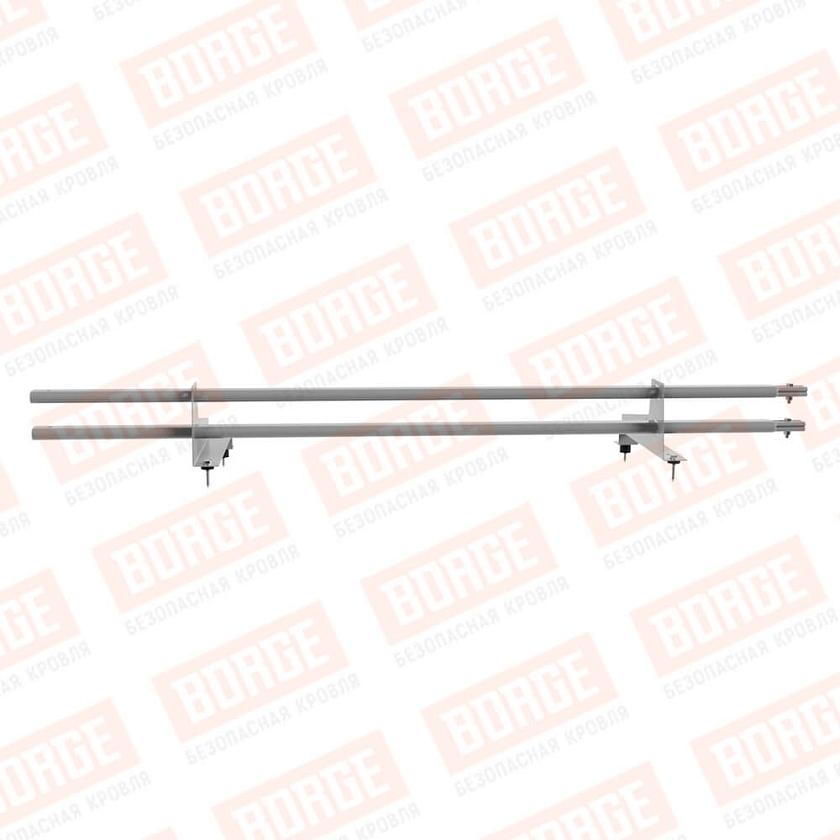 Снегозадержатель трубчатый BORGE 1,5м, 2 опоры, для МЧ с выс. ступ., сигнально-серый (RAL 7004), 350мм