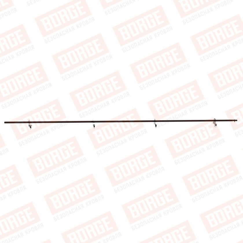 Снегозадержатель однотрубчатый BORGE 3м, 4 опоры, коричневый шоколад (RAL 8017)
