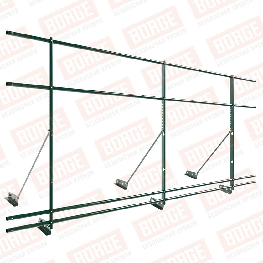 Ограждение декоративное NewLine H-120см, 3м, для фальц. кров., зеленый мох (RAL 6005), с двумя доп. трубами