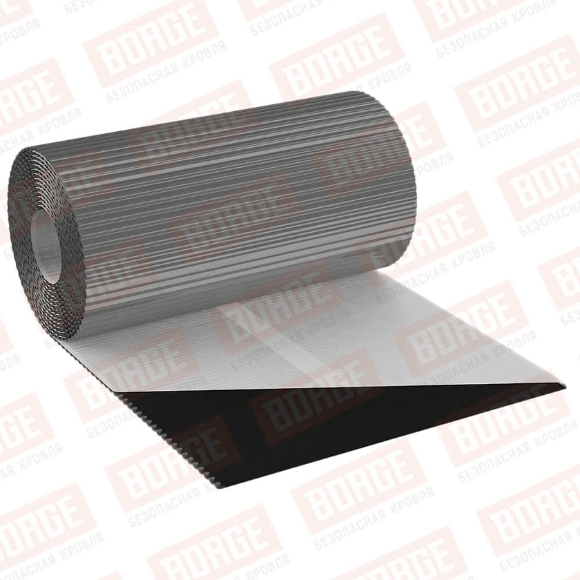 Лента примыкания алюминиевая BORGE, Классик 300мм, 5м, черно-серый (RAL 7021)