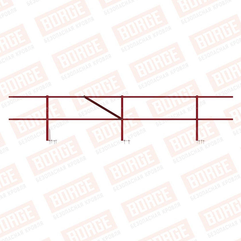 Ограждение плоских кровель NewLine Н-60, 3м, верхнее крепление, рубиново-красный (RAL 3003)