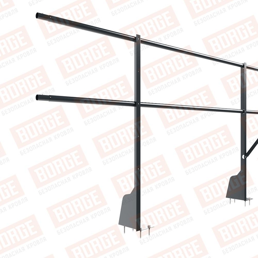 Ограждение плоских кровель Русский Рубеж Н-90, 3м, верхнее крепление, антрацитово-серый (RAL 7016)