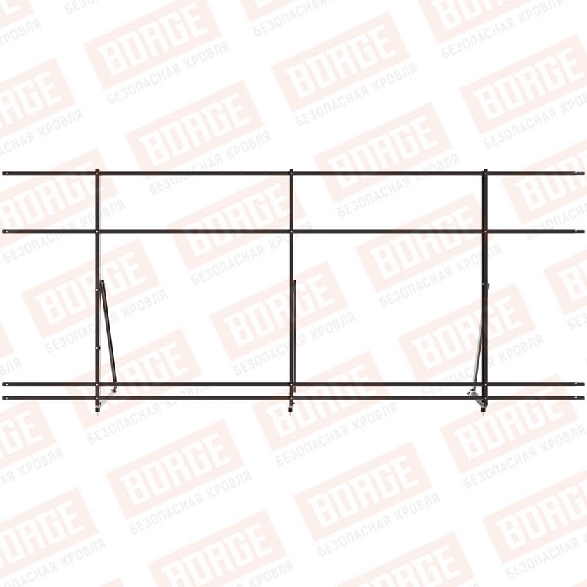 Ограждение кровельное Русский Рубеж H-120см, 3м, окрашенный (NL-805), с двумя доп. трубами