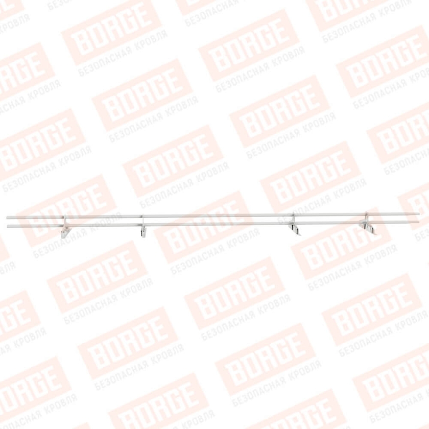 Снегозадержатель трубчатый Русский Рубеж 20х40мм, 3м, 4 опоры, для фальц. кровли, сигнально-белый (RAL 9003)