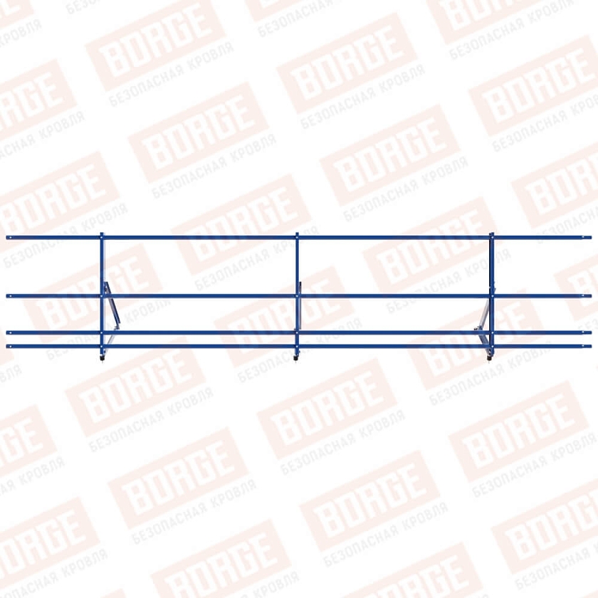 Ограждение кровельное Русский Рубеж H-60см, 3м, сигнально-синий (RAL 5005), с двумя доп. трубами