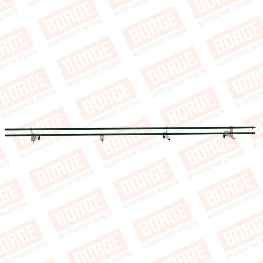 Снегозадержатель трубчатый BORGE 3м, 4 опоры, для МЧ с выс. ступен., зеленый мох (RAL 6005), 350мм