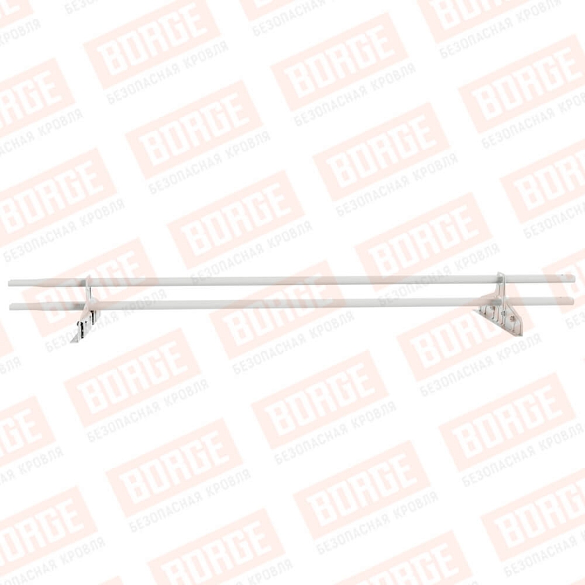 Снегозадержатель трубчатый Русский Рубеж 20х40мм, 1,5м, 2 опоры, для фальц. кровли, сигнально-белый (RAL 9003)