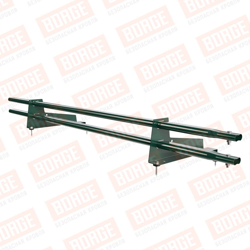 Снегозадержатель трубчатый Русский Рубеж 1,5м, 2 опоры, для МЧ с выс. ступ., зеленый мох (RAL 6005), 350мм