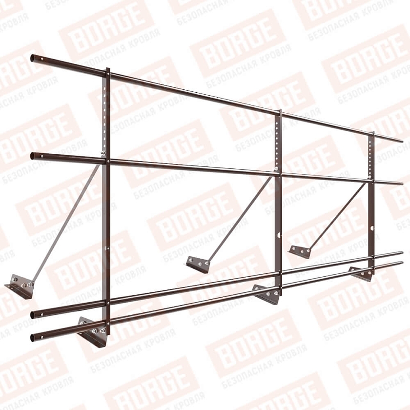 Ограждение декоративное NewLine H-90см, 3м, для фальц. кров., окрашенный (NL-807), с двумя доп. трубами