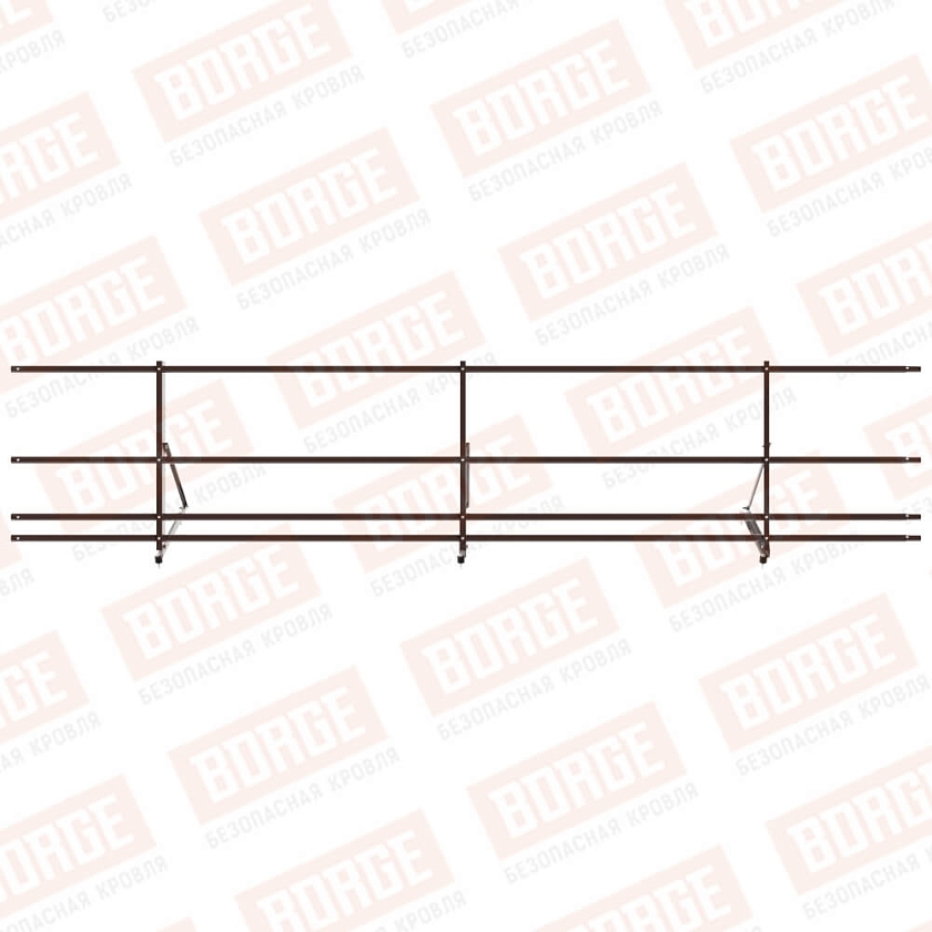 Ограждение декоративное NewLine H-60см, 3м, коричневый шоколад (RAL 8017), с двумя доп. трубами