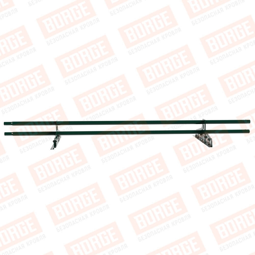 Снегозадержатель трубчатый Русский Рубеж D-25мм, 1,5м, 2 опоры, для фальц. кров., зеленый мох (RAL 6005)