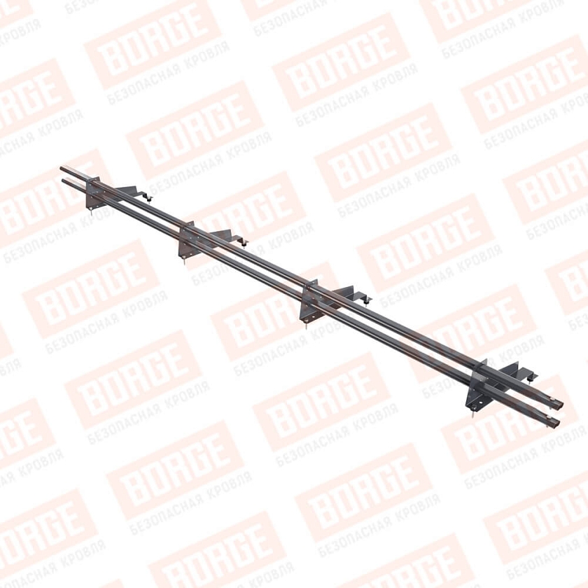 Снегозадержатель трубчатый Русский Рубеж 3м, 4 опоры, для МЧ с выс. ступенькой, серый графит (RAL 7024), 350мм