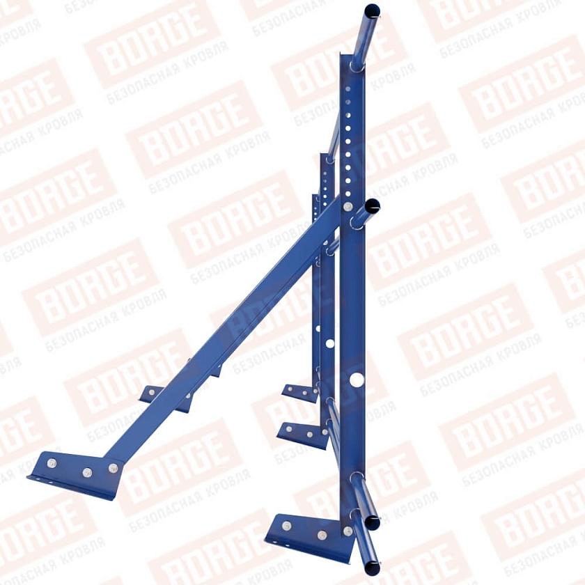 Ограждение кровельное Русский Рубеж H-90см, 3м, для фальцевой кровли, сигнально-синий (RAL 5005), с двумя доп. трубами