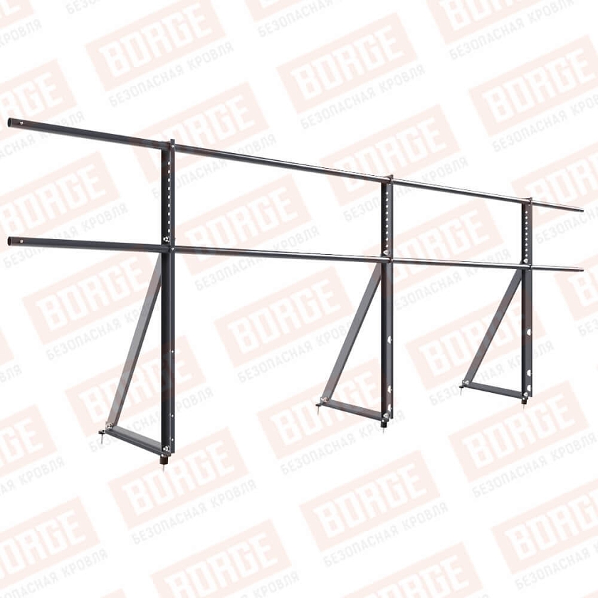 Ограждение кровельное Русский Рубеж H-90см, 3м, серый графит (RAL 7024)