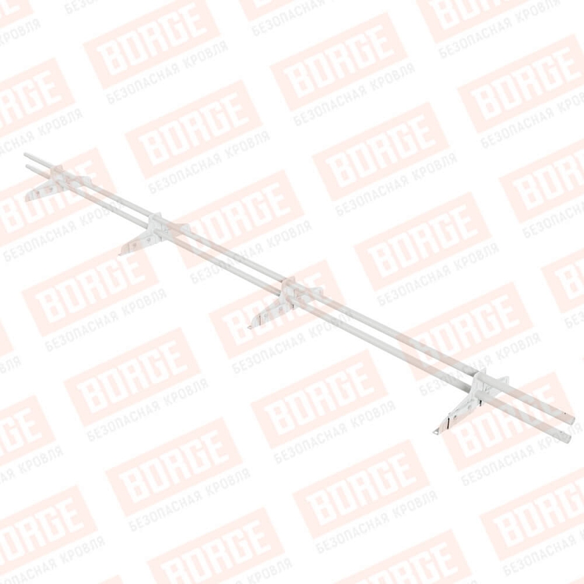 Снегозадержатель трубчатый Русский Рубеж D-25мм, 3м, 4 опоры, для фальц. кровли, сигнально-белый (RAL 9003)