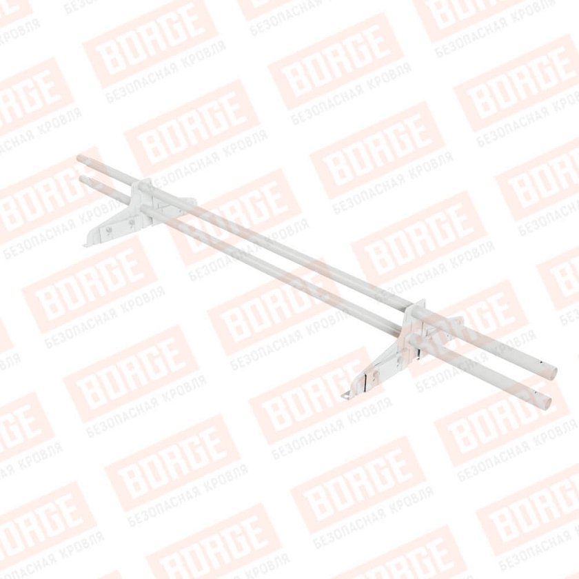 Снегозадержатель трубчатый Русский Рубеж D-25мм, 1,5м, 2 опоры, для фальц. кров., сигнально-белый (RAL 9003)