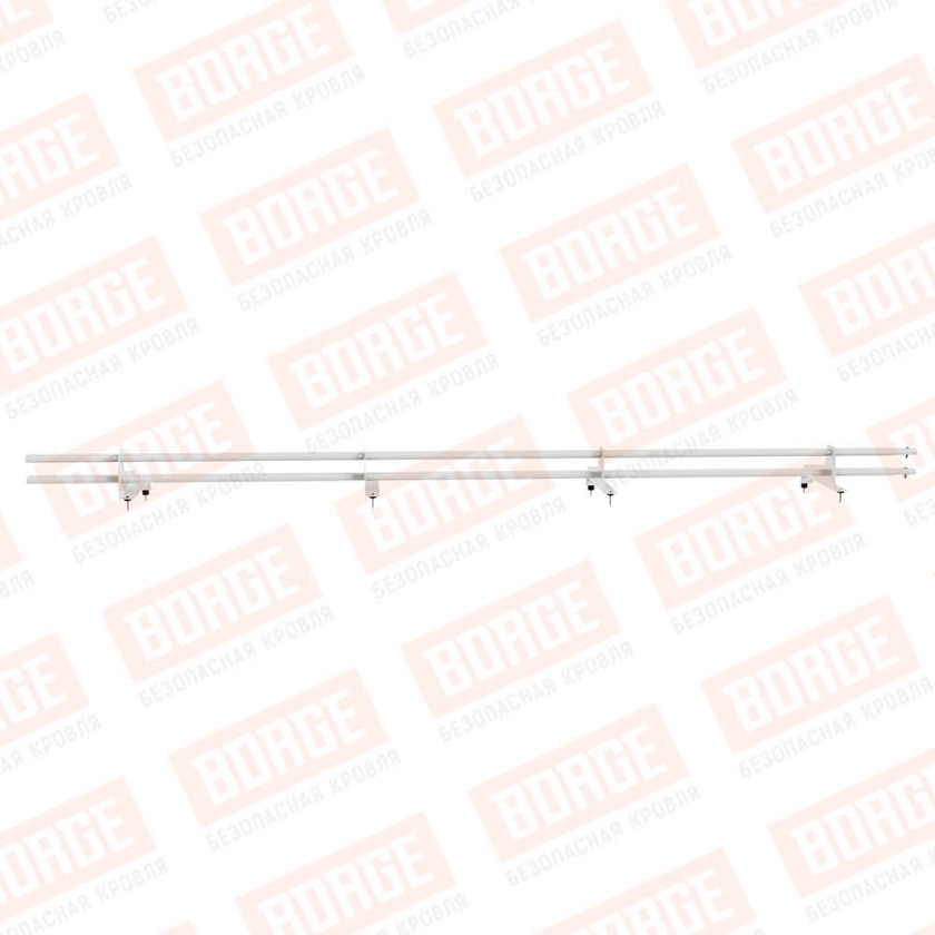 Снегозадержатель трубчатый Русский Рубеж 3м, 4 опоры, для МЧ с выс. ступенькой, сигнально-белый (RAL 9003), 350мм
