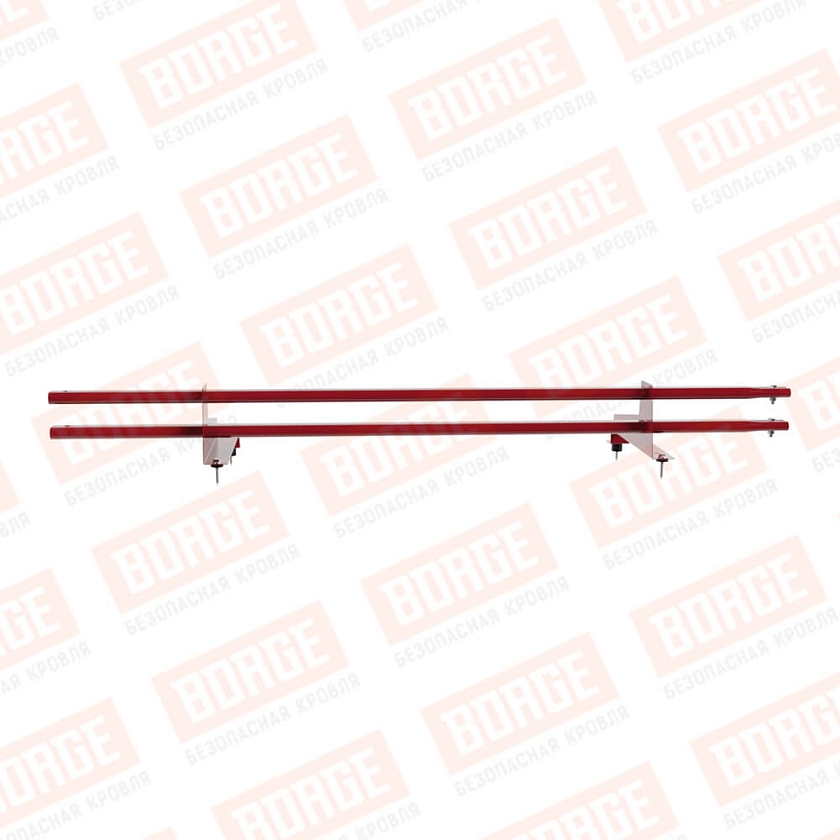 Снегозадержатель трубчатый Русский Рубеж 1,5м, 2 опоры, для МЧ с выс. ступ., рубиново-красный (RAL 3003), 350мм