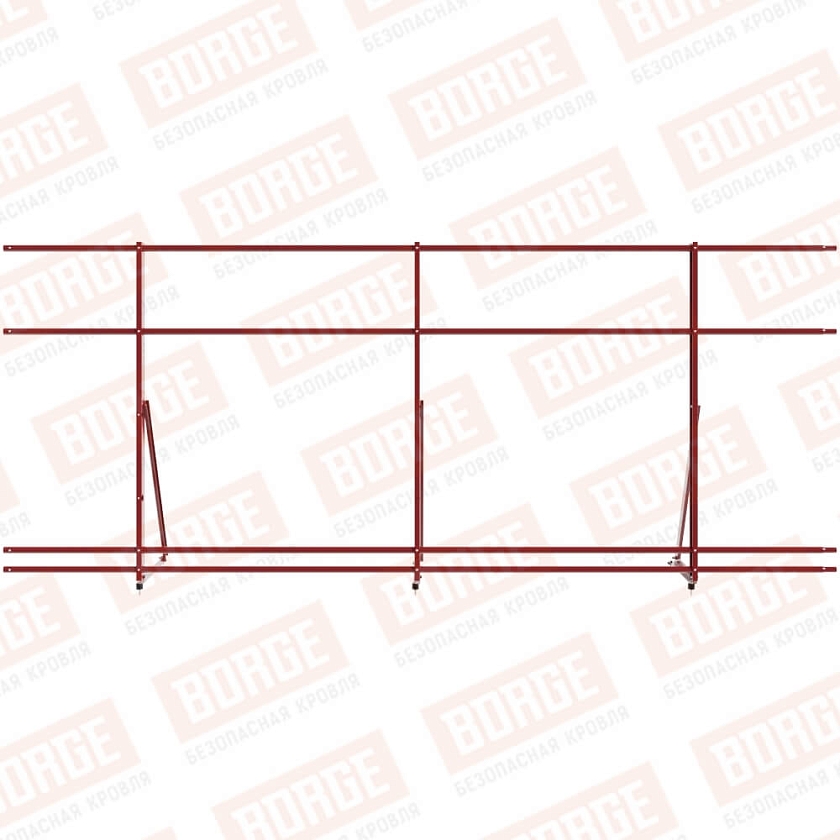 Ограждение кровельное Русский Рубеж H-120см, 3м, коричнево-красный (RAL 3011), с двумя доп. трубами