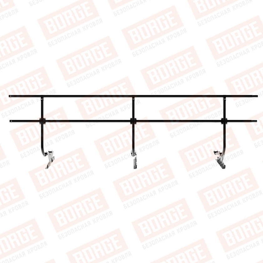 Ограждение кровельное BORGE H-90см, 3м, для фальцевой кровли, чёрный (RAL 9005 matt)