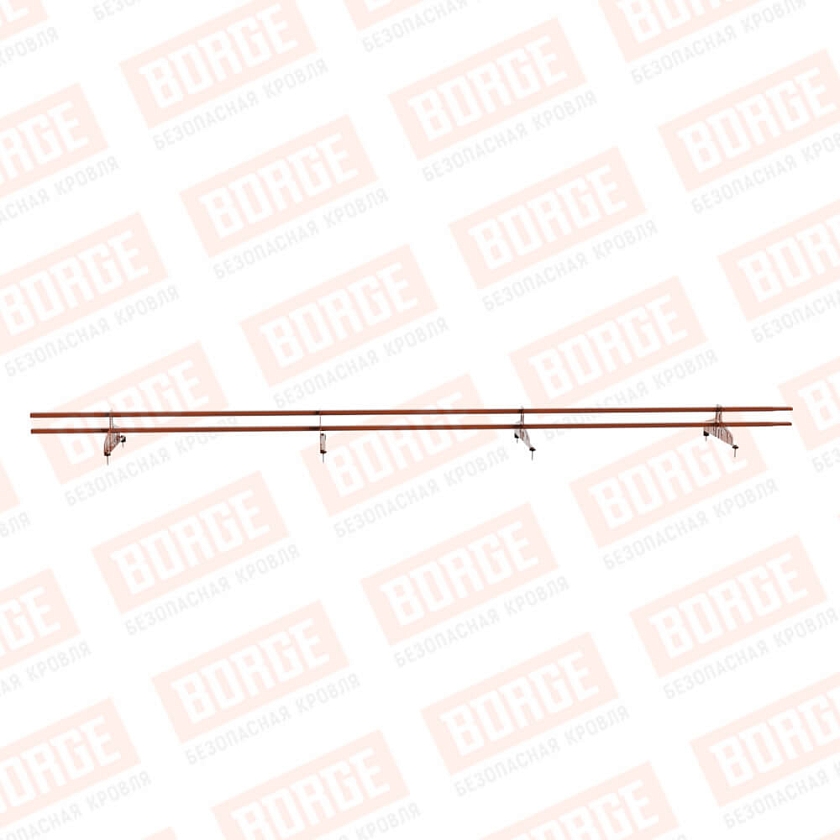 Снегозадержатель трубчатый Русский Рубеж 20х40мм, 3м, 4 опоры, терракотовый (RAL 8004)