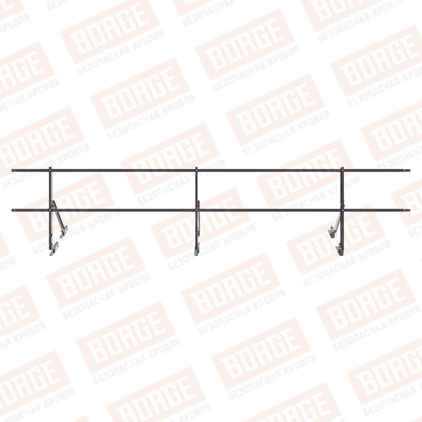 Ограждение кровельное Русский Рубеж H-60см, 3м, для фальцевой кровли, серый графит (RAL 7024)