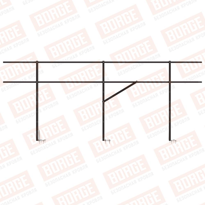 Ограждение плоских кровель Русский Рубеж Н-120, 3м, верхнее крепление, серо-коричневый (RAL 8019)