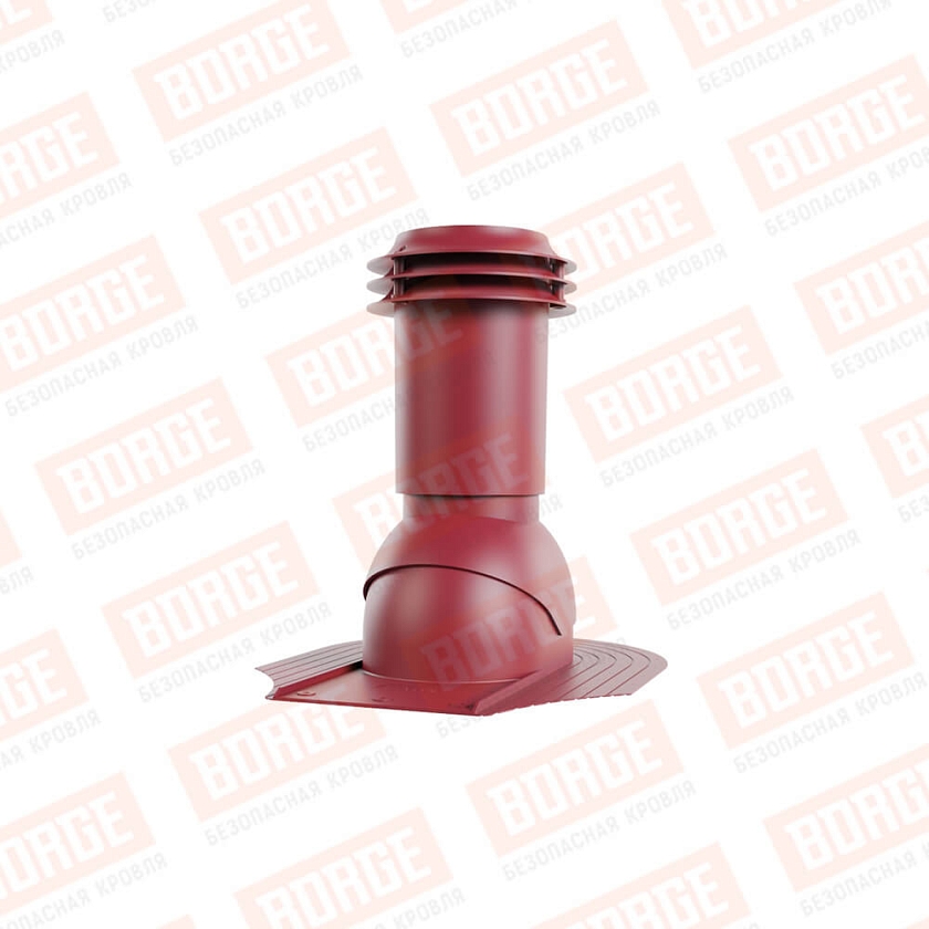 Выход вентиляции канализации Viotto, для мягкой кровли при монтаже, красное вино (RAL 3005)