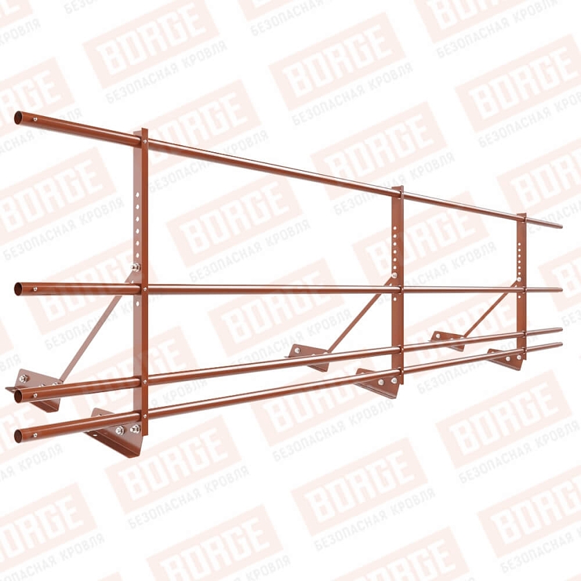 Ограждение декоративное NewLine H-60см, 3м, для фальц. кров., терракотовый (RAL 8004), с двумя доп. трубами