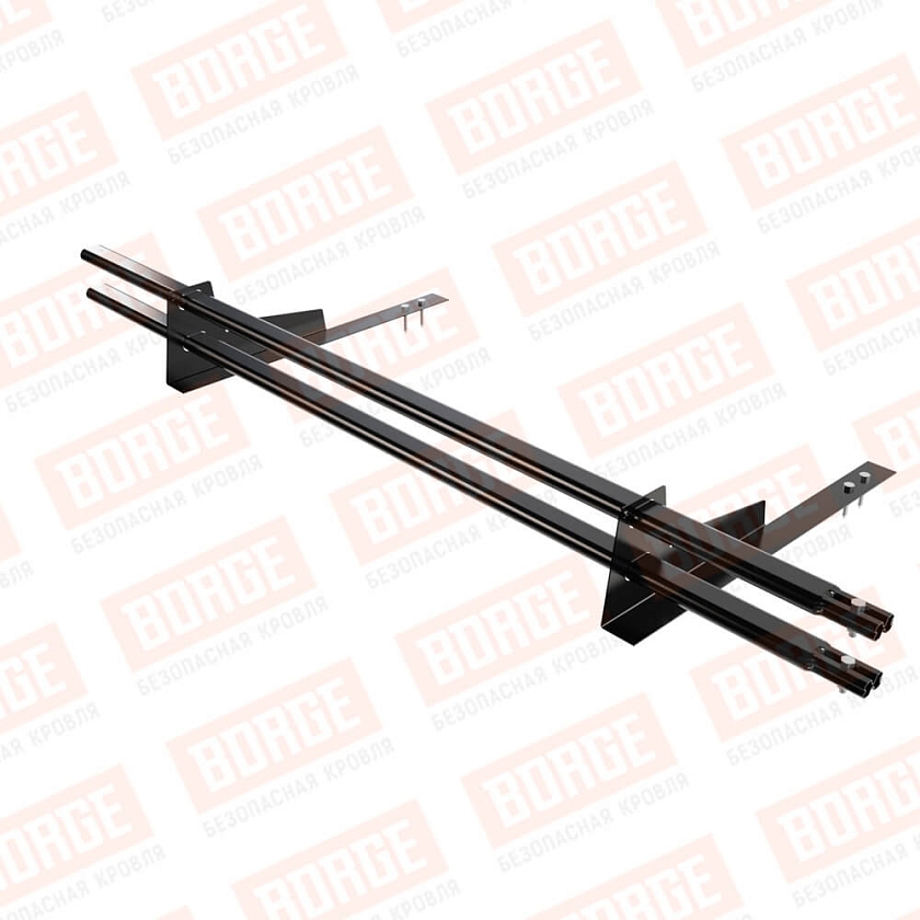 Снегозадержатель трубчатый BORGE 1,5м, 2 опоры, для гибкой черепицы,  чёрный (RAL 9005)