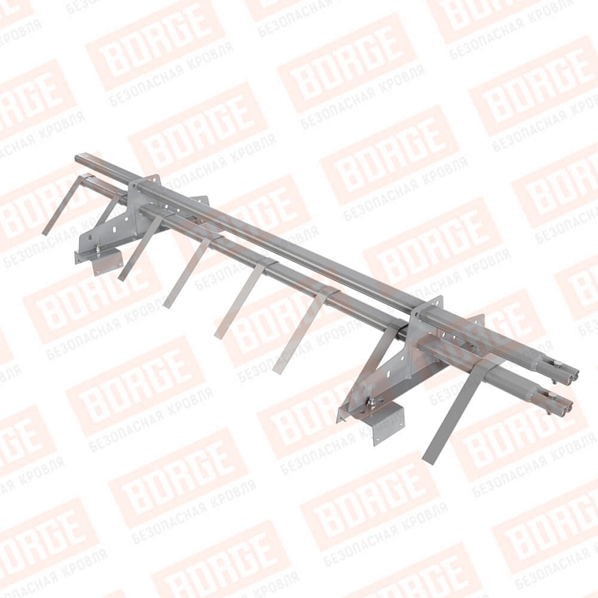 Снегозадержатель трубчатый BORGE 1,5м, 2 опоры, для профнастила Н-114, сигнально-серый (RAL 7004)