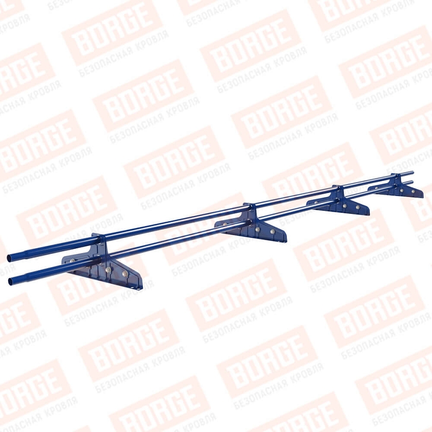 Снегозадержатель трубчатый Русский Рубеж D-25мм, 3м, 4 опоры, для фальц. кровли, сигнально-синий (RAL 5005)