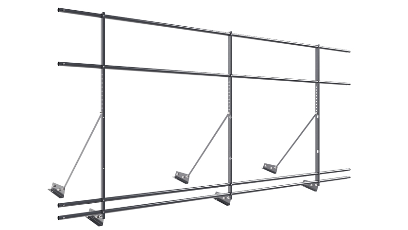 Ограждение кровельное NewLine H-120см, 3м, для фальц. кров., серый графит (RAL 7024), с двумя доп. трубами