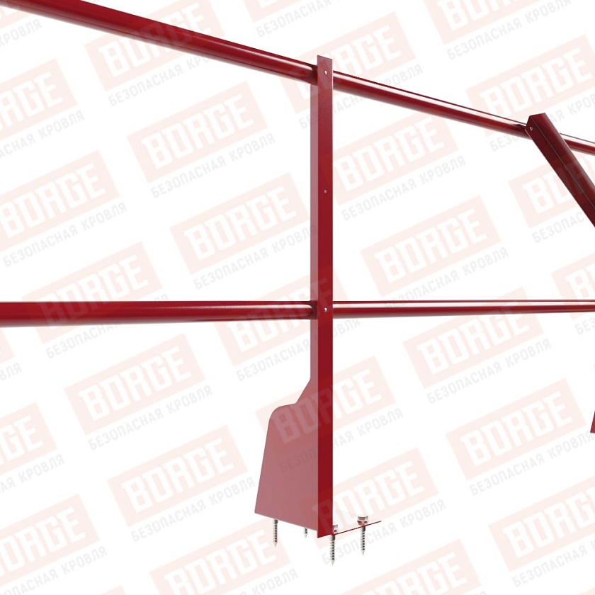 Ограждение плоских кровель Русский Рубеж Н-60, 3м, верхнее крепление, рубиново-красный (RAL 3003)
