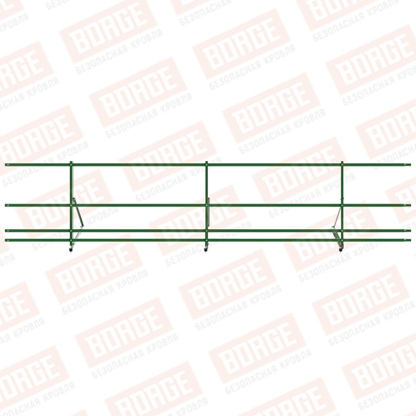 Ограждение декоративное NewLine H-60см, 3м, лиственно-зеленый (RAL 6002), с двумя доп. трубами