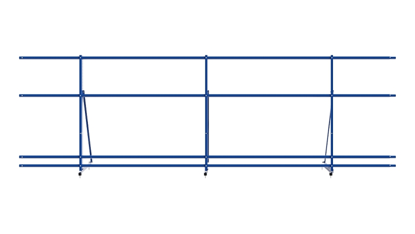 Ограждение кровельное NewLine H-90см, 3м, сигнально-синий (RAL 5005), с двумя доп. трубами
