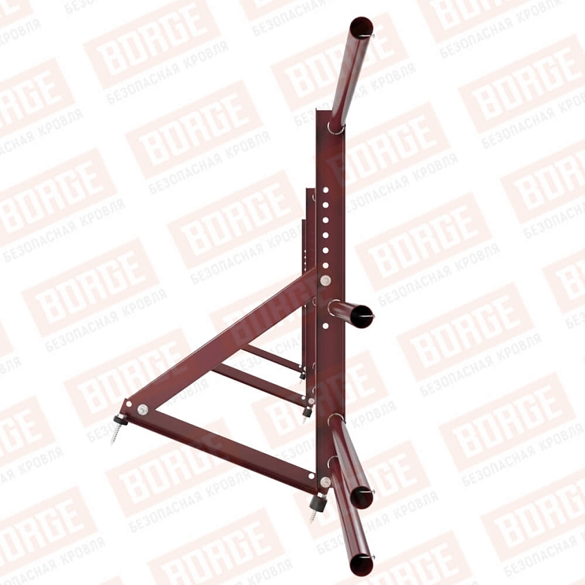 Ограждение кровельное Русский Рубеж H-60см, 3м, красное вино (RAL 3005), с двумя доп. трубами