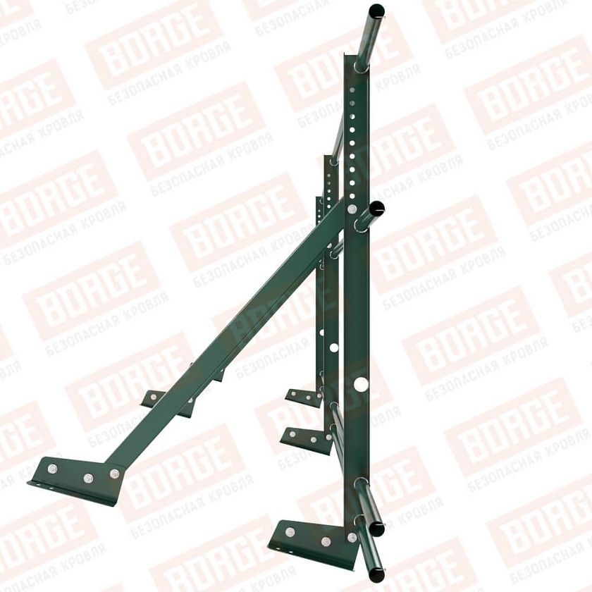 Ограждение кровельное Русский Рубеж H-90см, 3м, для фальцевой кровли, зеленый мох (RAL 6005), с двумя доп. трубами