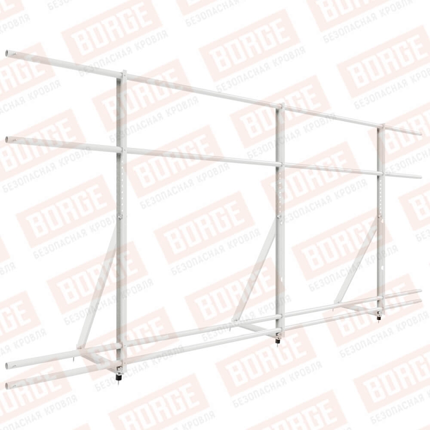 Ограждение кровельное Русский Рубеж H-120см, 3м, сигнально-белый (RAL 9003), с двумя доп. трубами