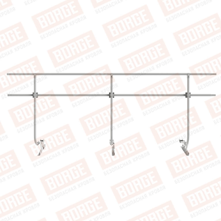 Ограждение кровельное BORGE H-120см, 3м, для фальцевой кровли, бело-алюминиевый (RAL 9006)